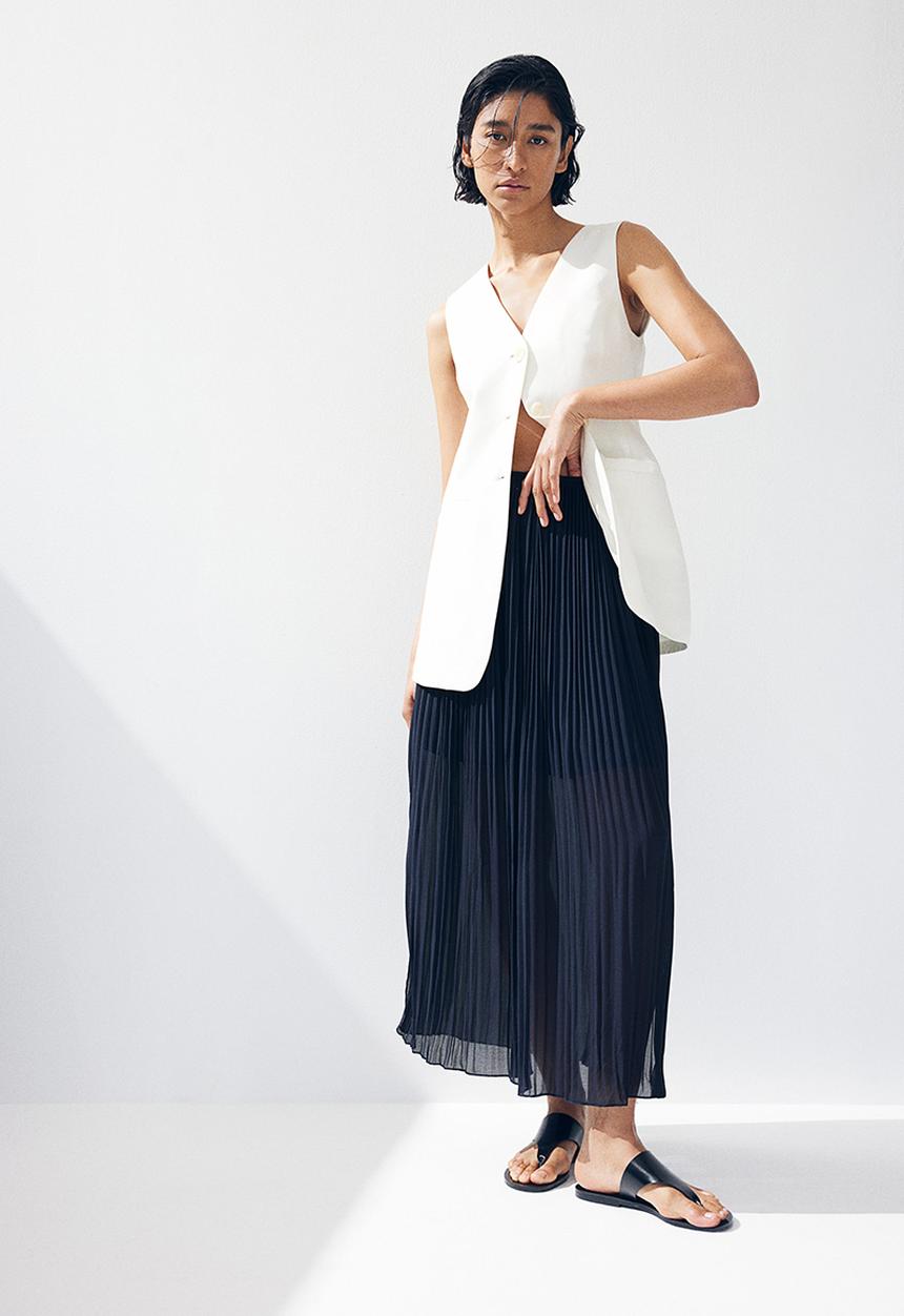 H&M - Pleated chiffon skirt - blue