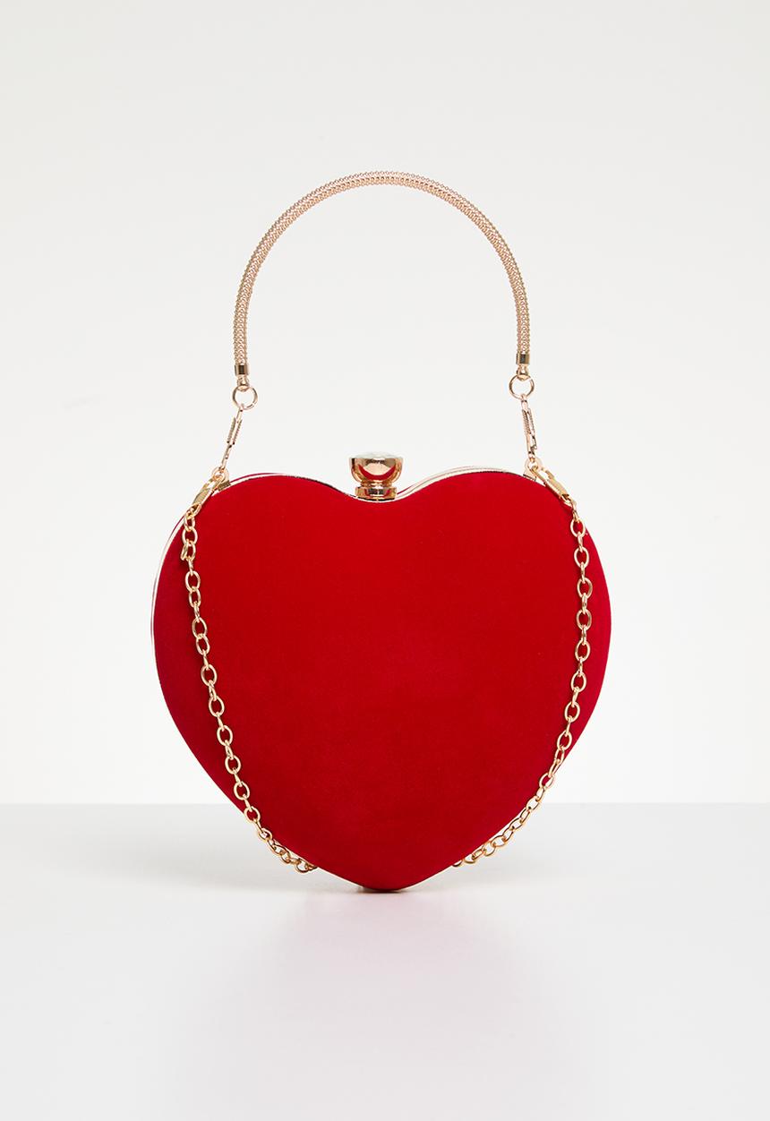 MILLA - Heart shaped clutch bag - red