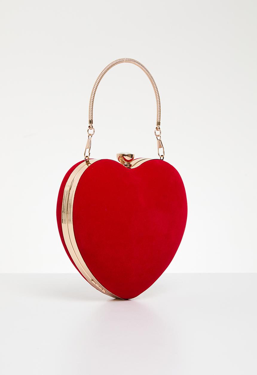MILLA - Heart shaped clutch bag - red