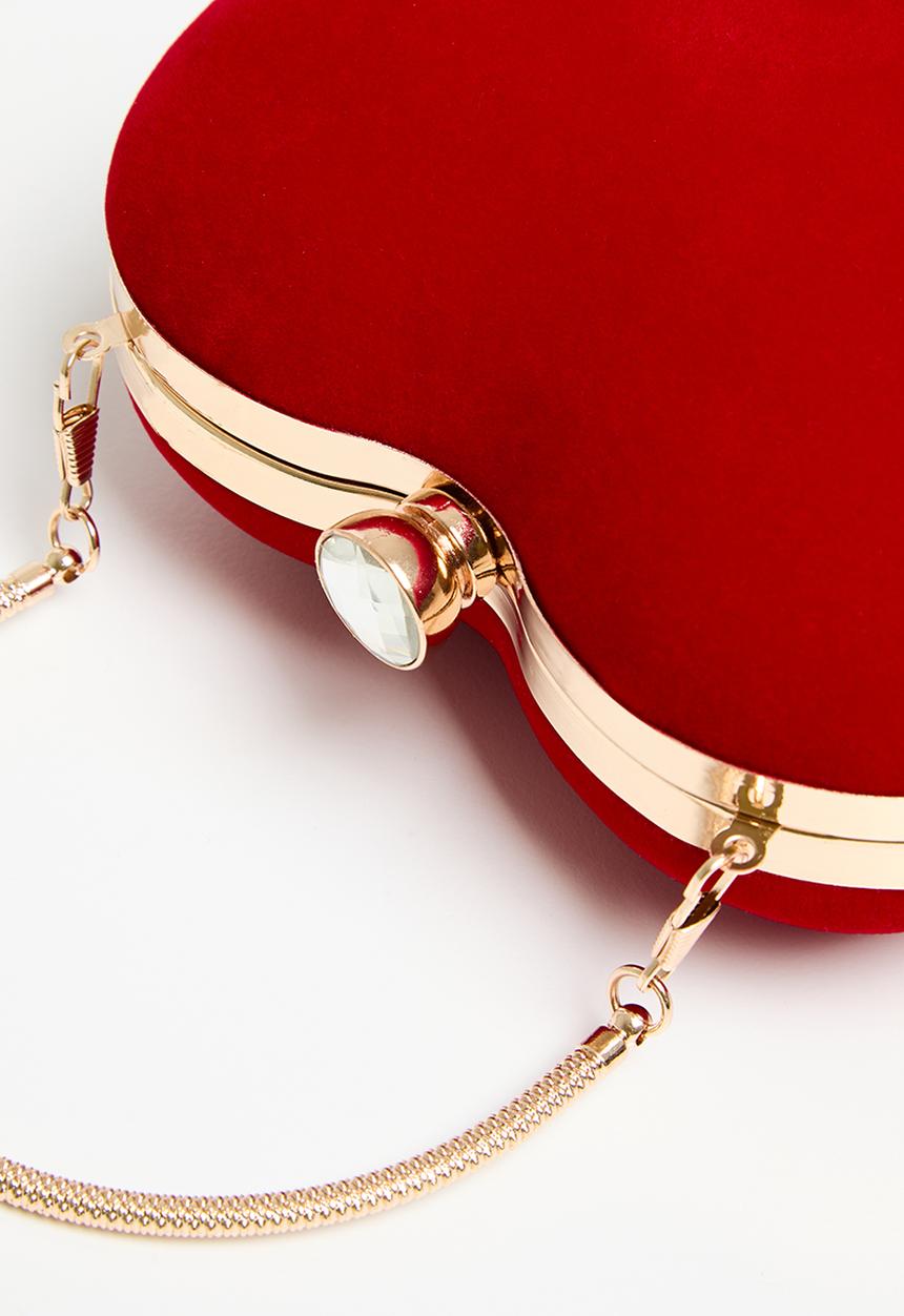 MILLA - Heart shaped clutch bag - red