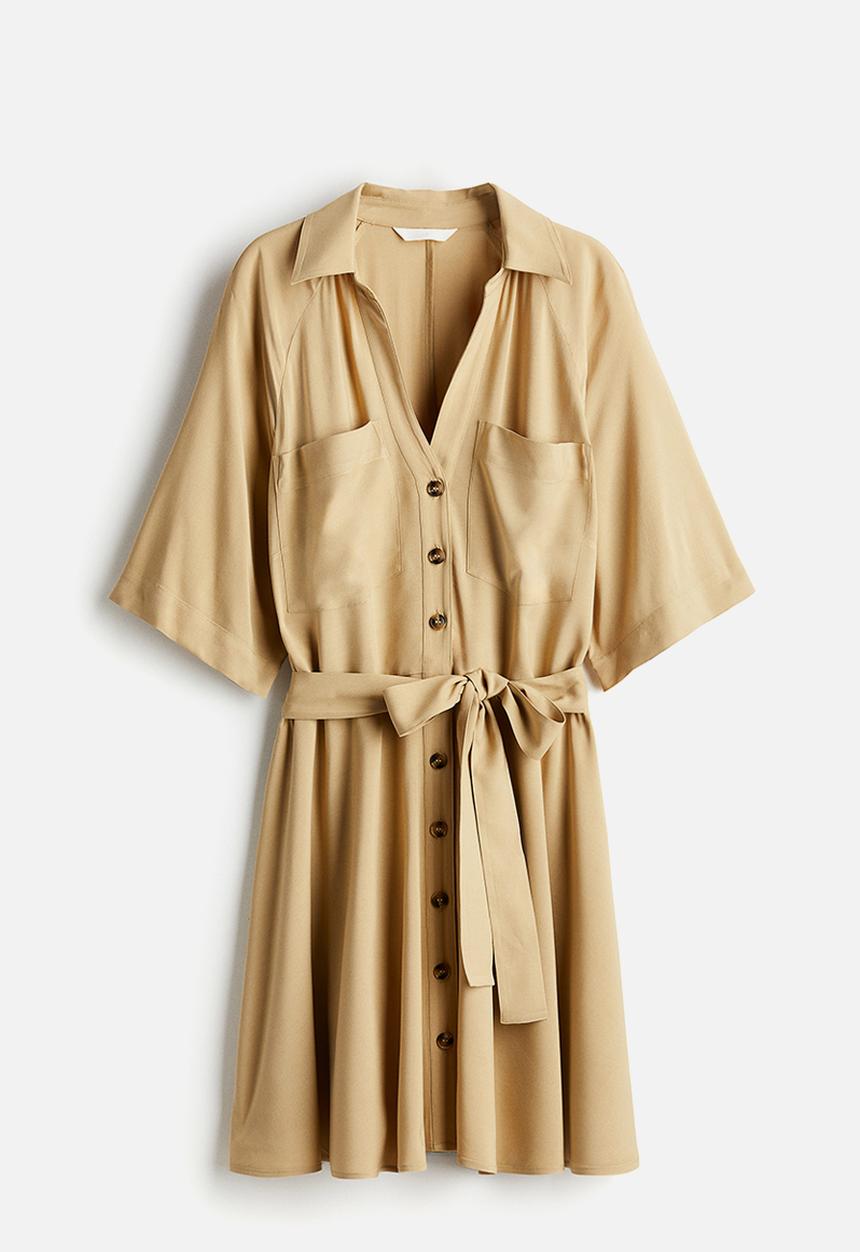 H&M - Tie-belt shirt dress - beige