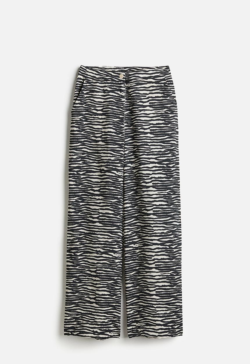 H&M - Wide trousers - white & black multi