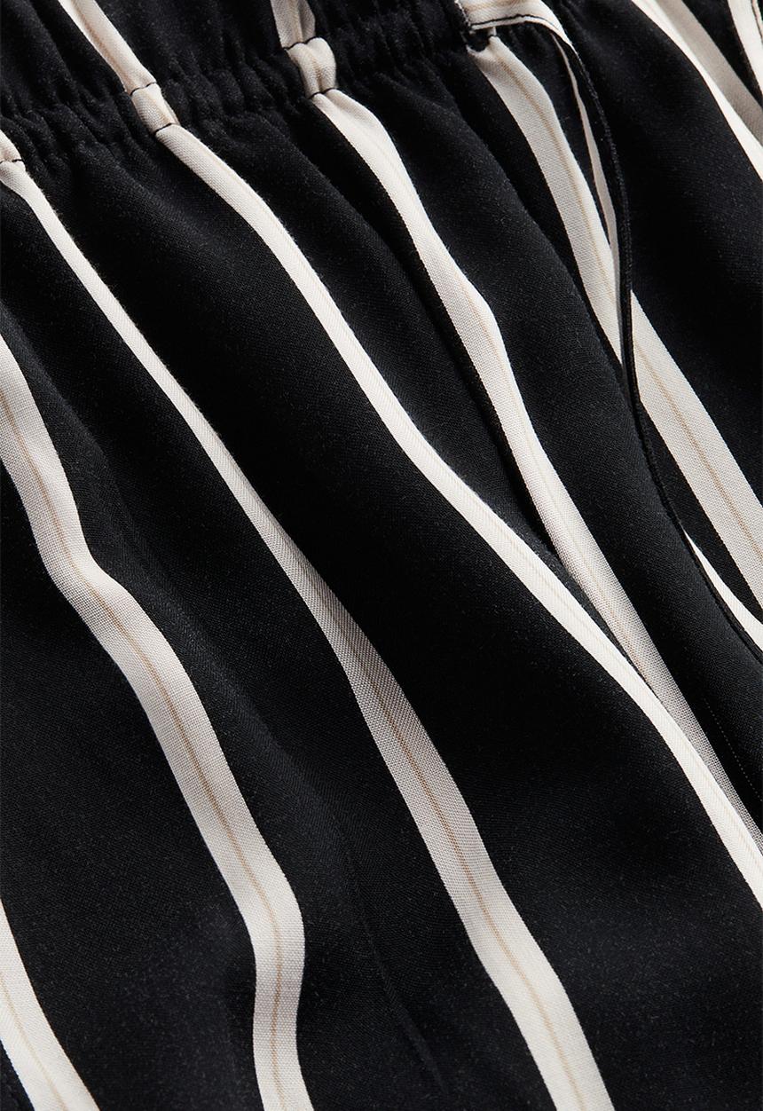 H&M - Wide pull-on trousers - black striped 