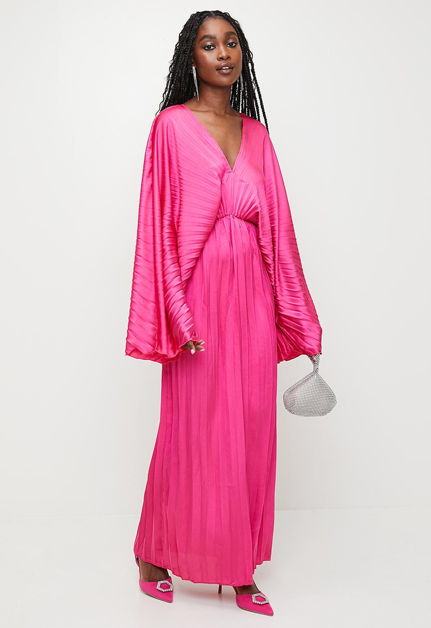 MILLA - Pleated dolman sleeve maxi dress - cerise