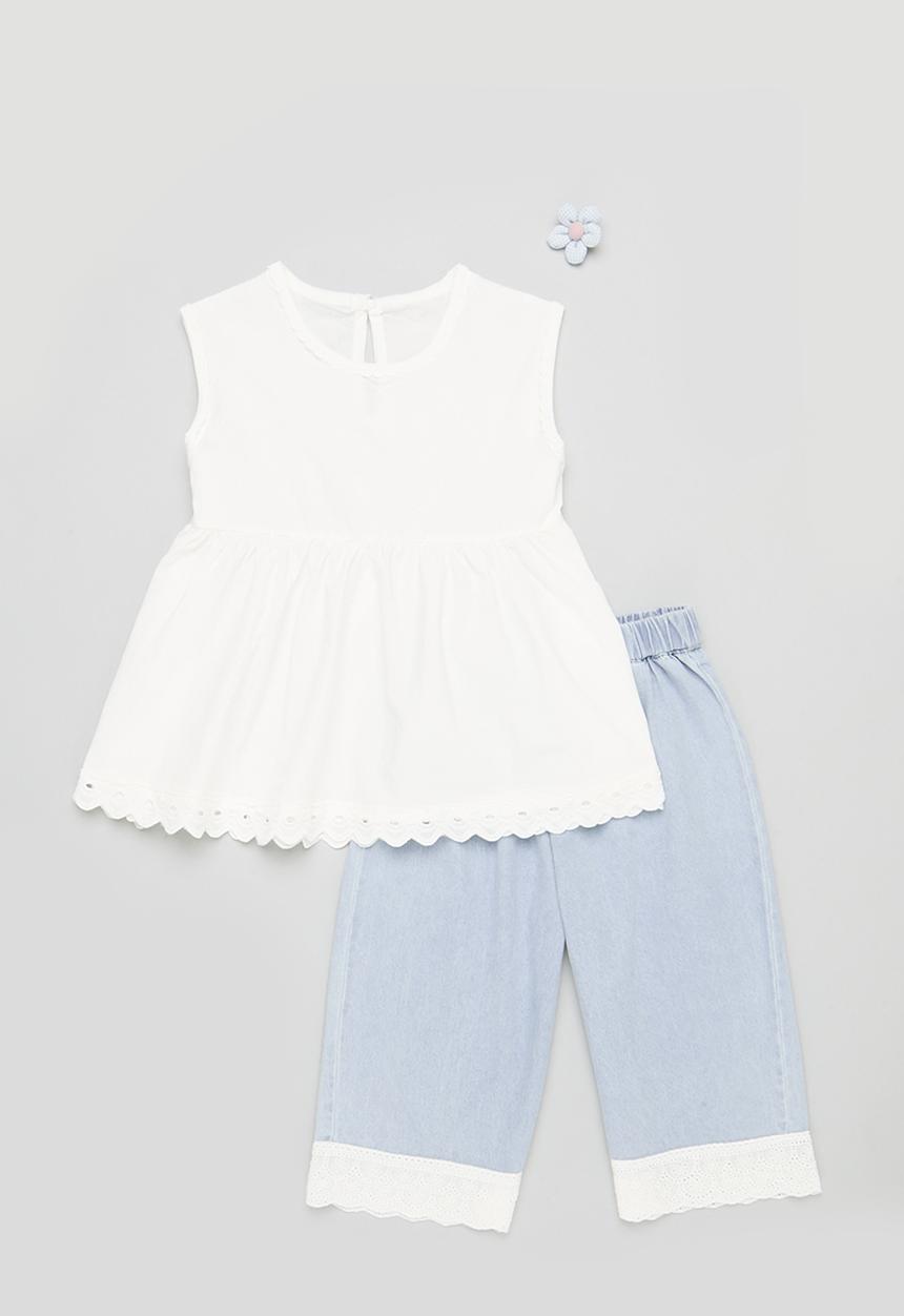 Pop Candy - Top and bottom set-blue & white