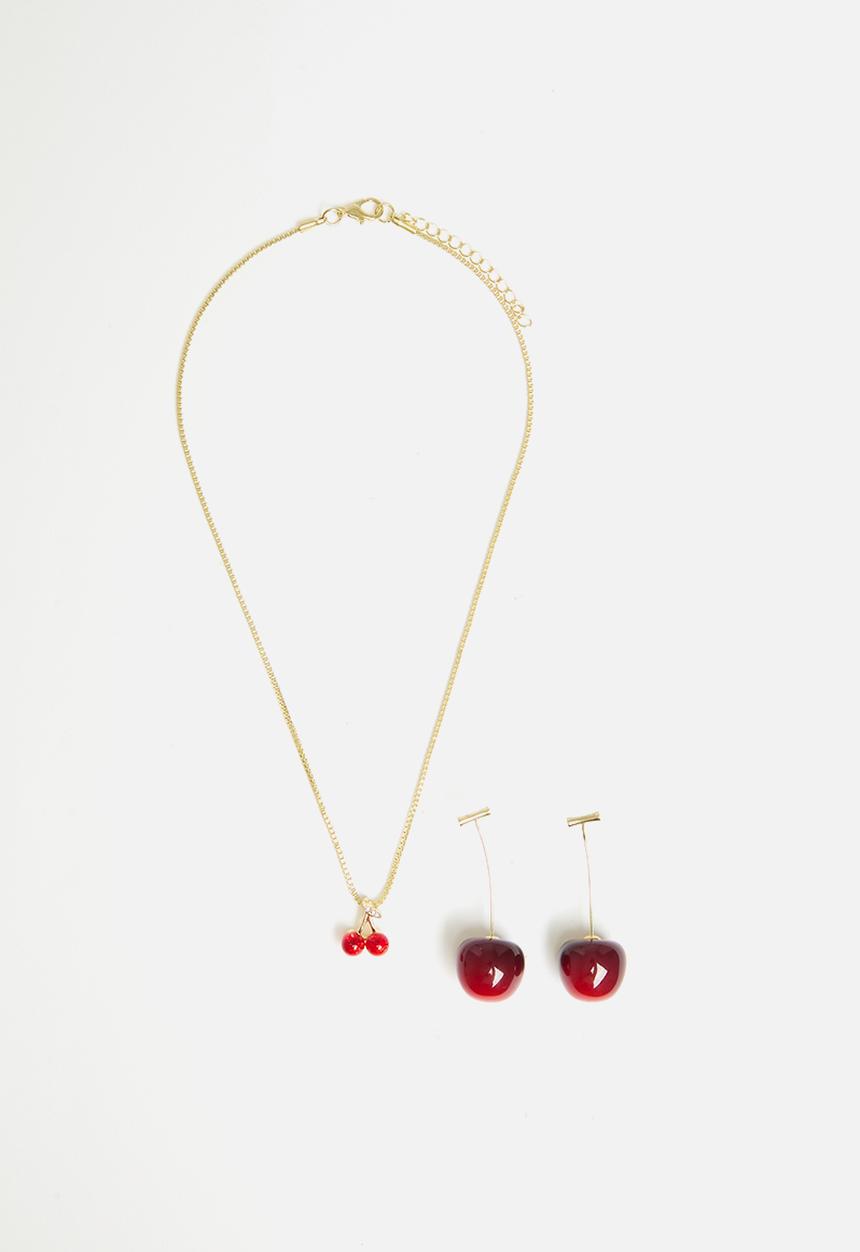 Superbalist - Cherry jewellery set - gold & red