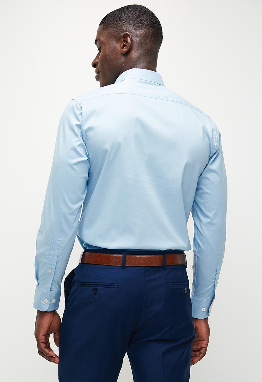 Pierre Cardin - Plain Stretch Formal Shirt - Sky Blue