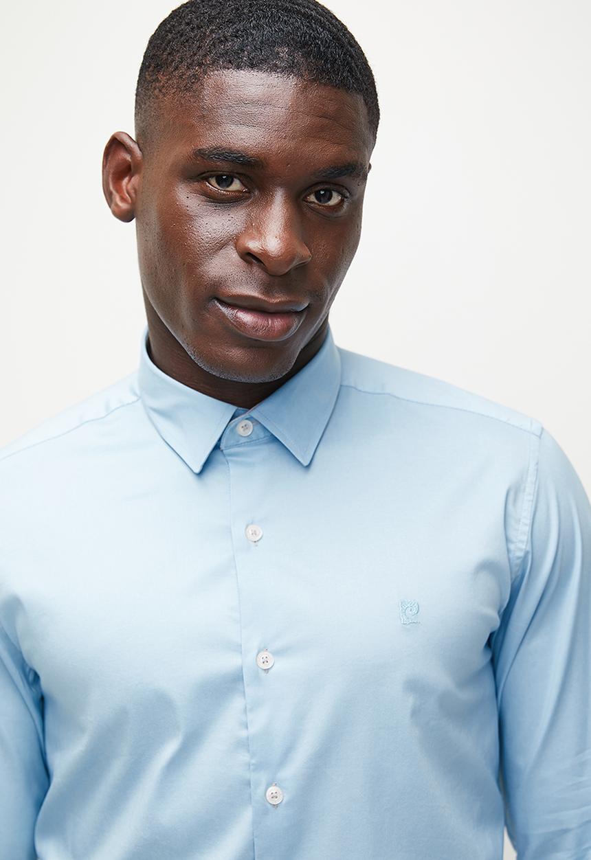 Pierre Cardin - Plain Stretch Formal Shirt - Sky Blue