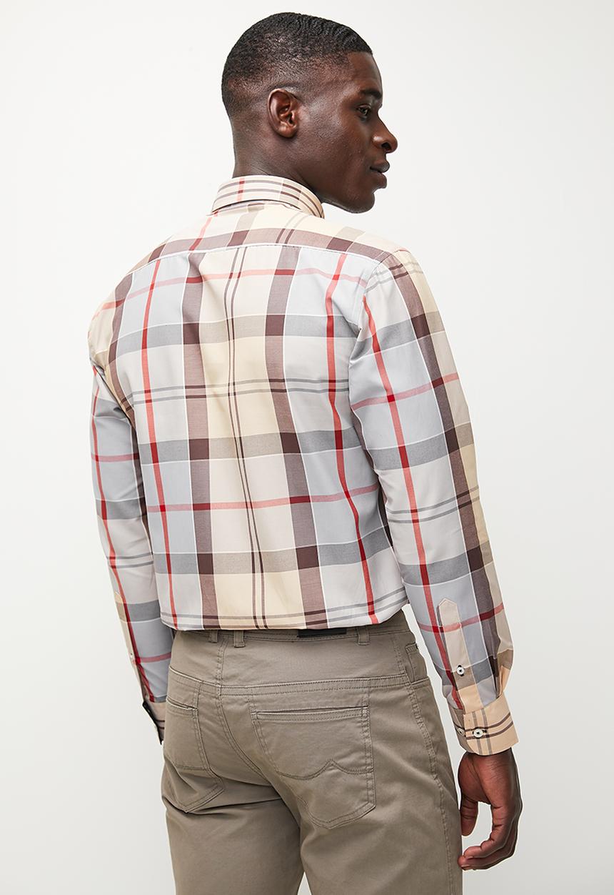 Pierre Cardin - Checking Smart Shirt  - Stone