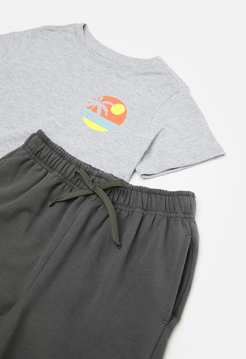 Pop Candy - Tee & short set - grey