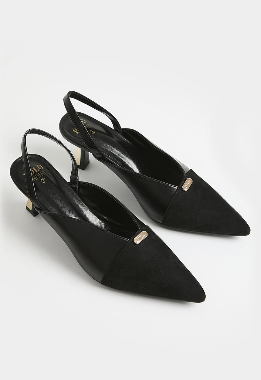 POLO - Pointed slingback heel - black