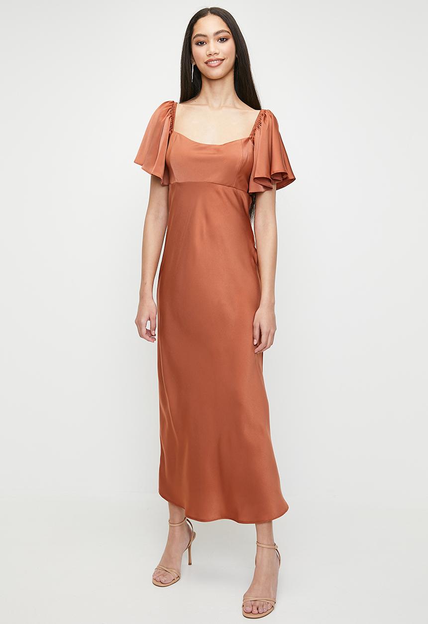 MILLA - Flutter sleeve slip midi dress - sunburn