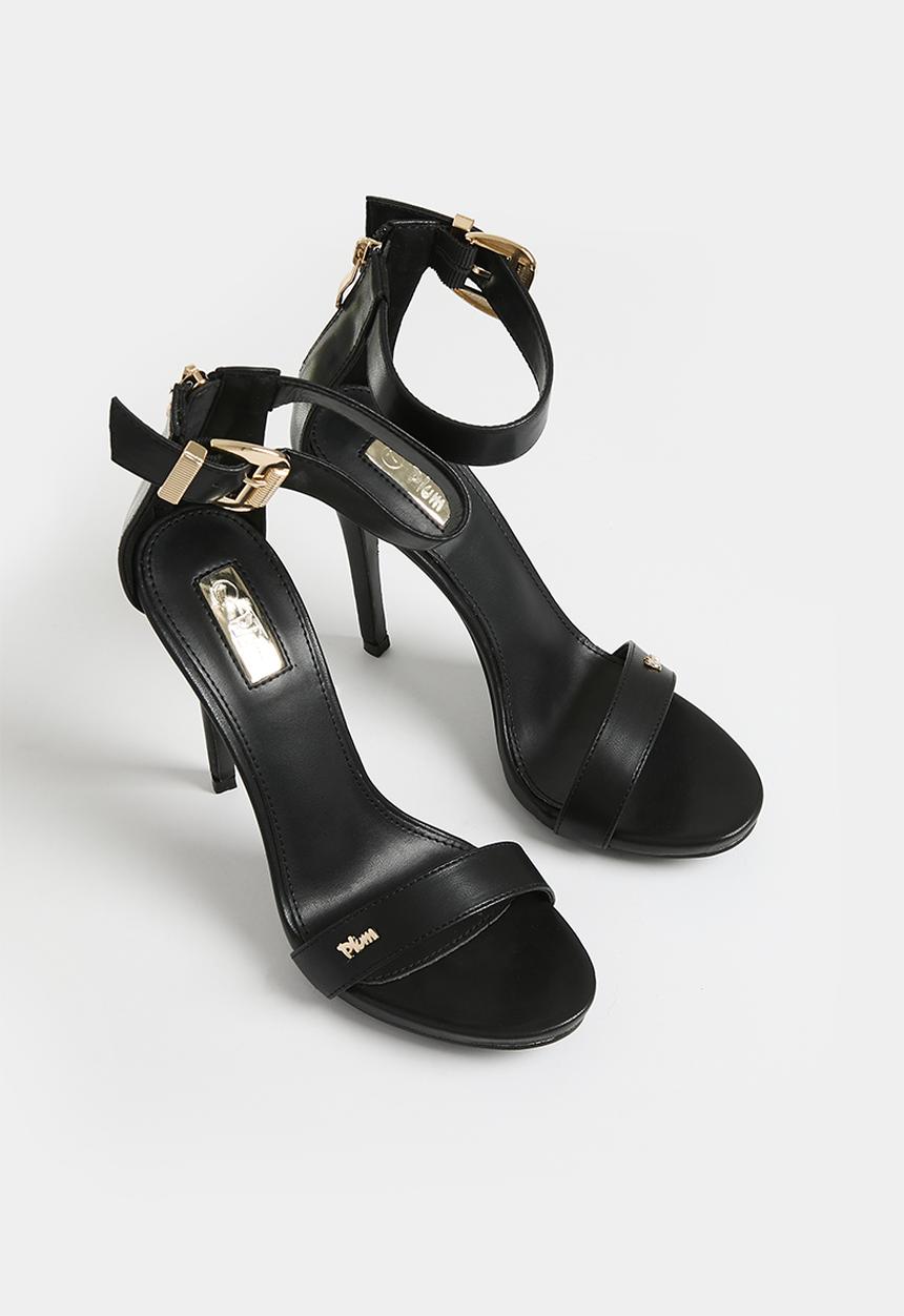 Plum - Julia ankle strap heel - black