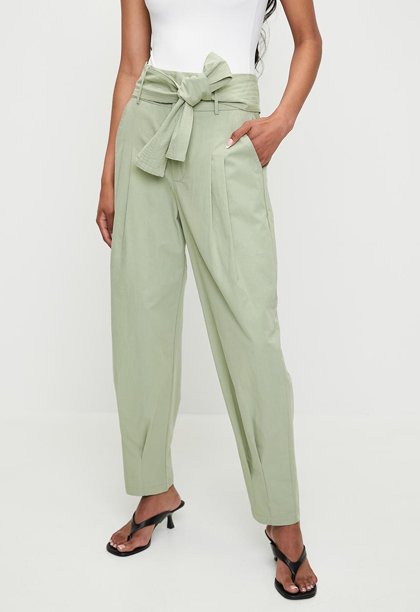 Superbalist - Barrel leg trouser with self fabric tie belt - olive