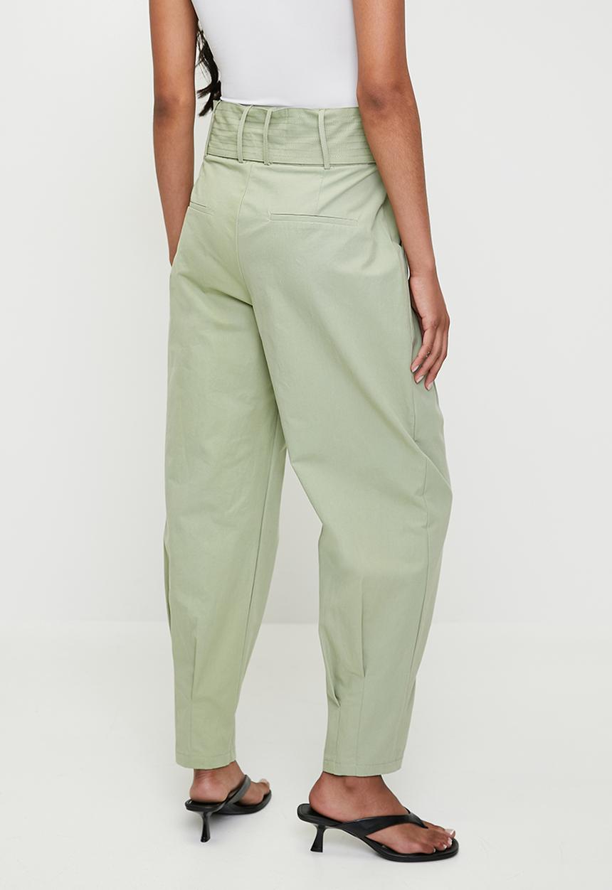 Superbalist - Barrel leg trouser with self fabric tie belt - olive