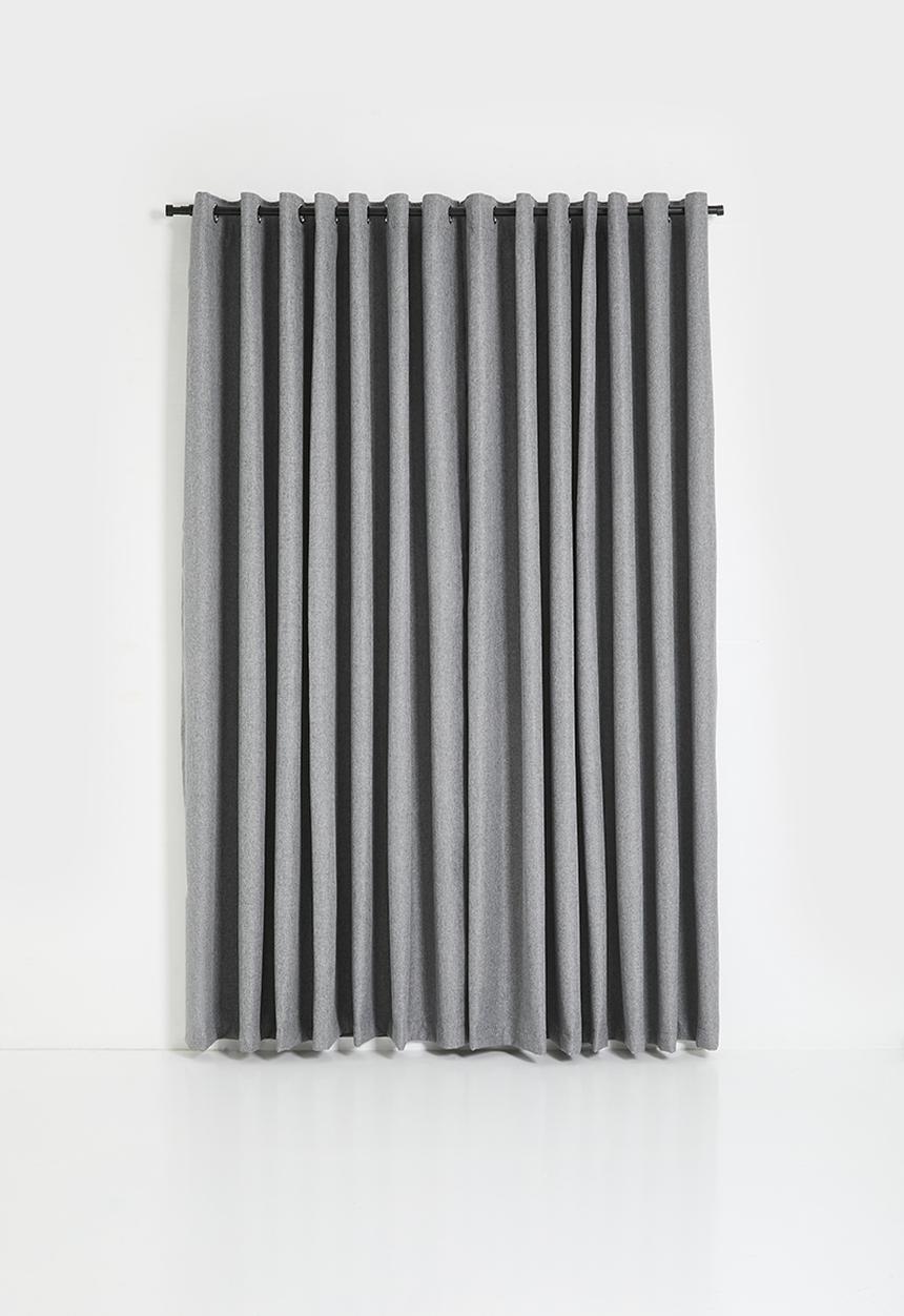 Design Collection - Blockout eyelet curtain - Mid Grey Slub