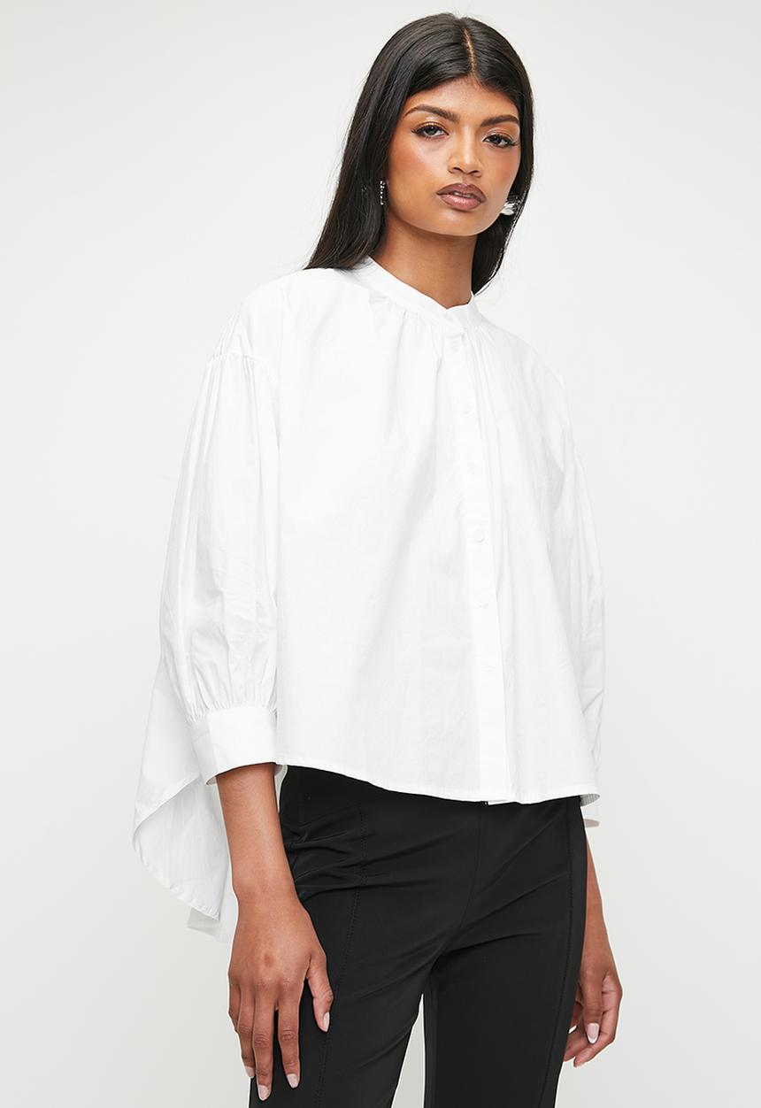 Superbalist - Bubble sleeve mandarin shirt - white