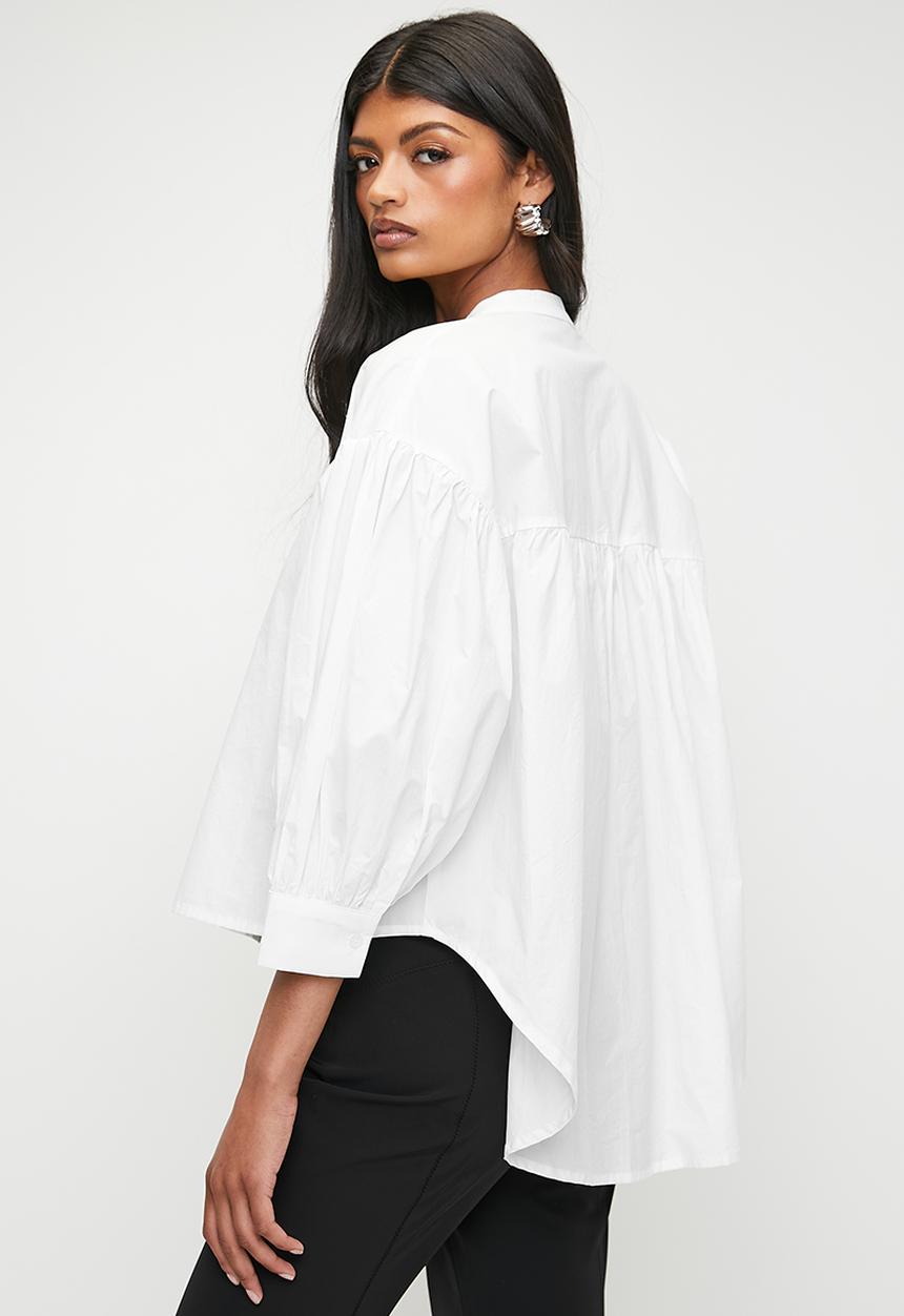Superbalist - Bubble sleeve mandarin shirt - white