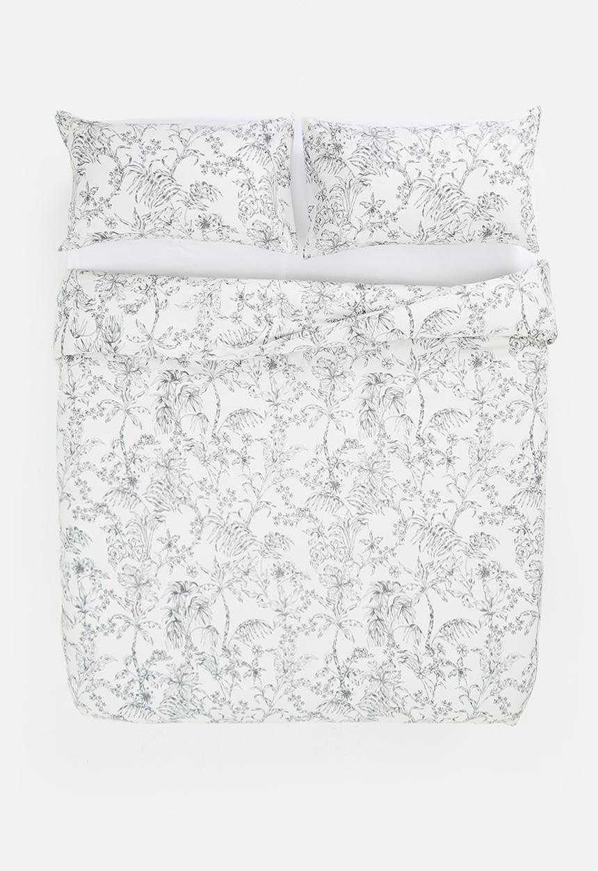 Sixth Floor - Pure Cotton Floral Toile Duvet Cover Set - Beige
