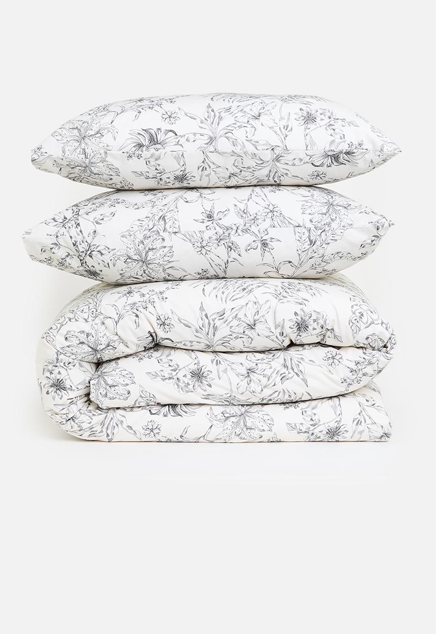 Sixth Floor - Pure Cotton Floral Toile Duvet Cover Set - Beige
