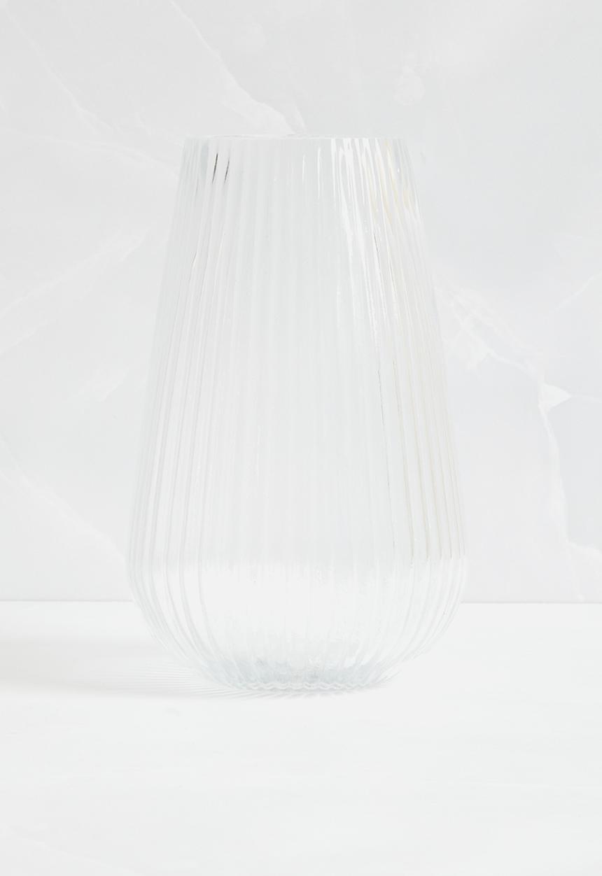 Silk By Design - Ribbed Glass Vase - clear
