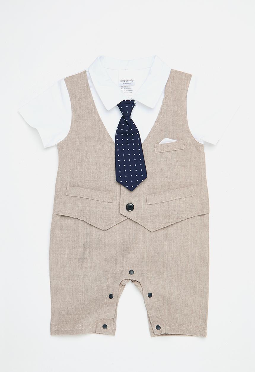 Pop Candy - Shirt & tie romper - beige