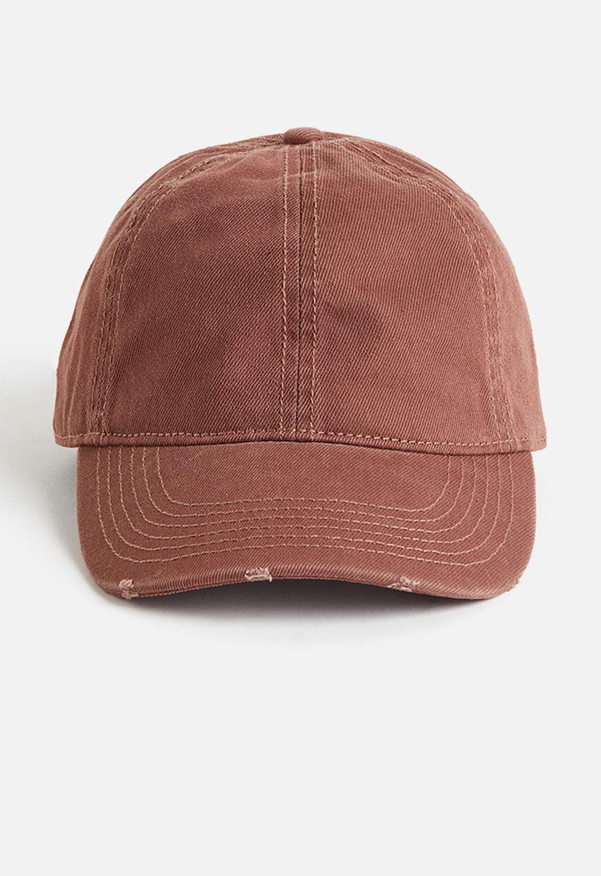 H&M - Washed-look denim cap - rust red