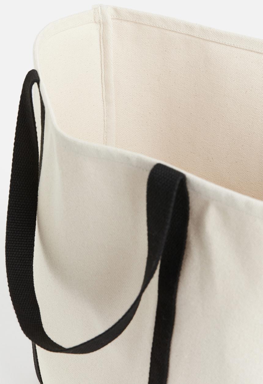 H&M - Cotton canvas beach bag - cream & black