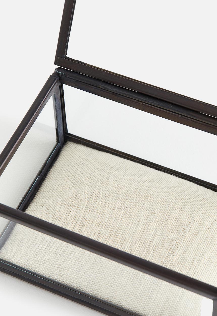 H&M - Small glass storage box - dark grey clear glass