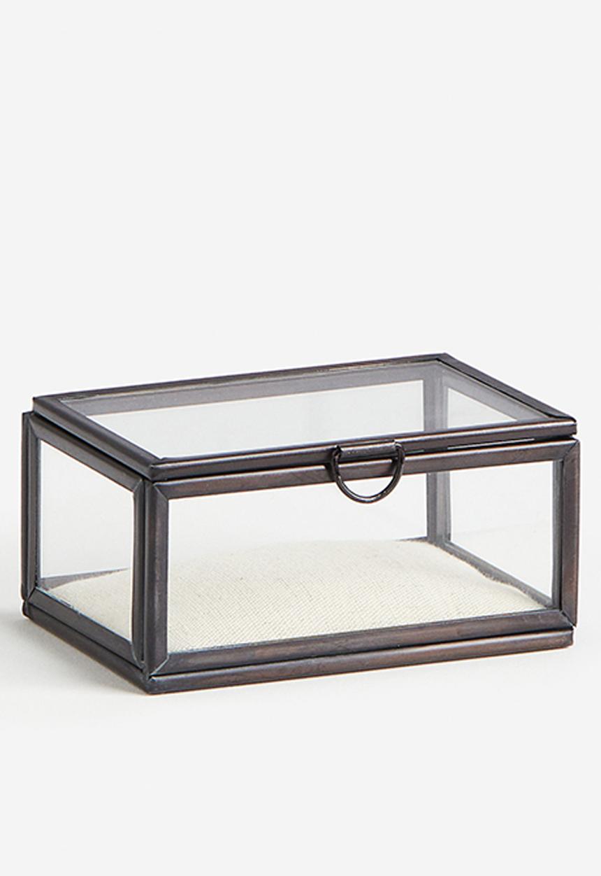 H&M - Small glass storage box - dark grey clear glass