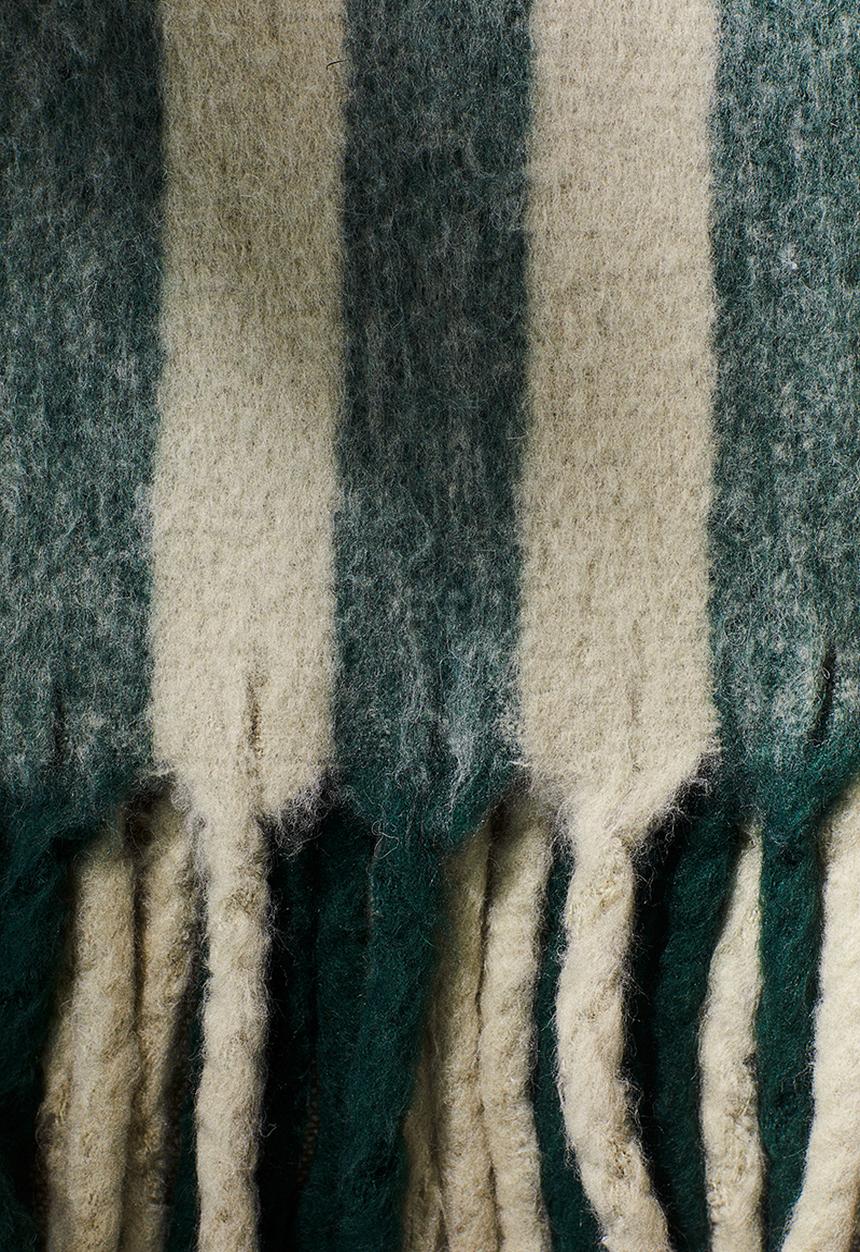 H&M - Patterned wool-blend blanket - Green Striped