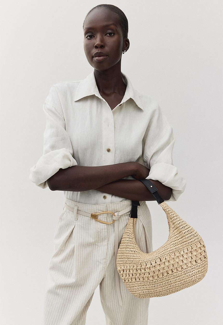 H&M - Straw shoulder bag - light beige