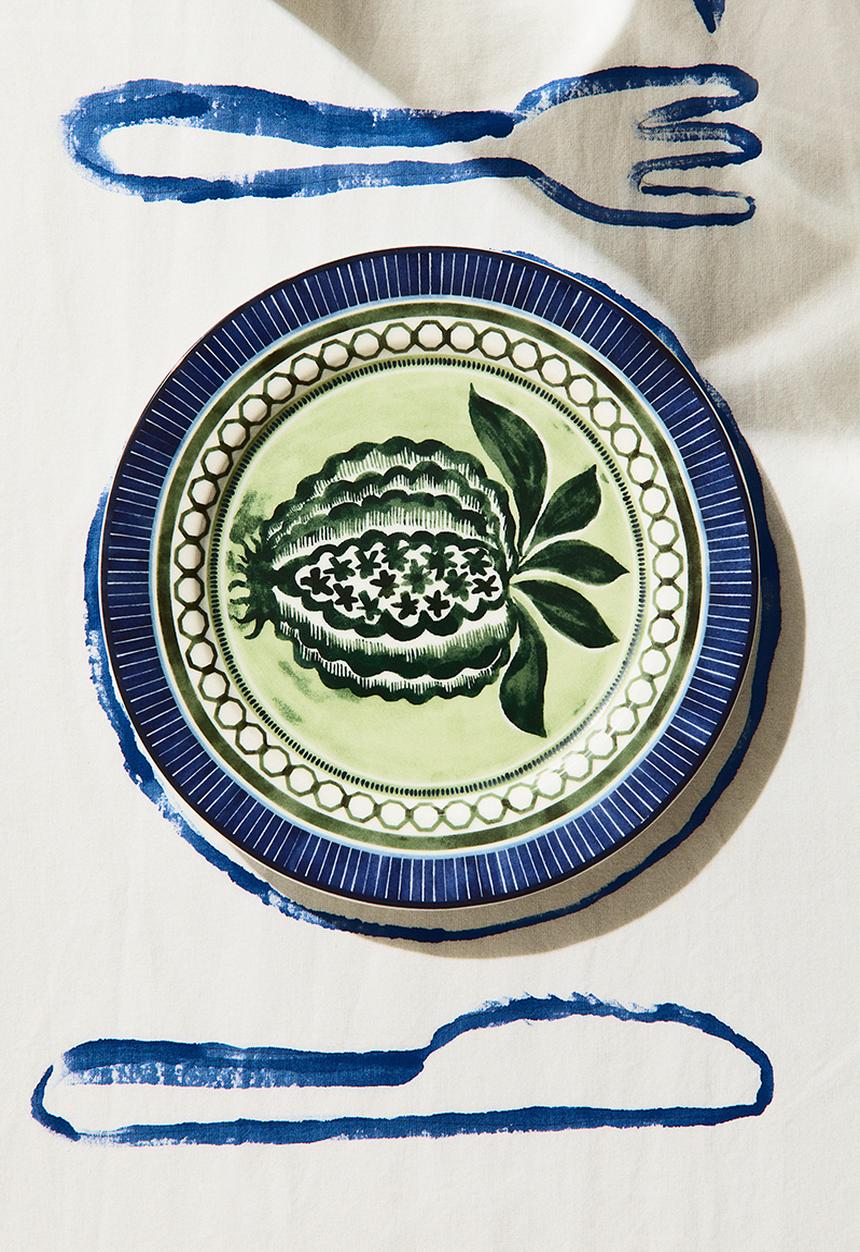 H&M - Porcelain mid plate - dark blue green
