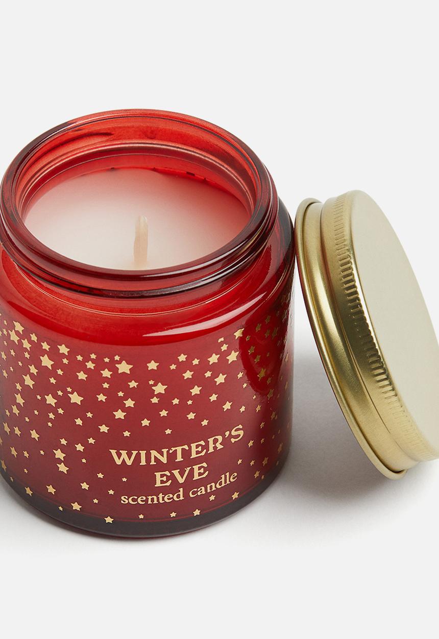 H&M - Small scented candle in glass holder - dark red