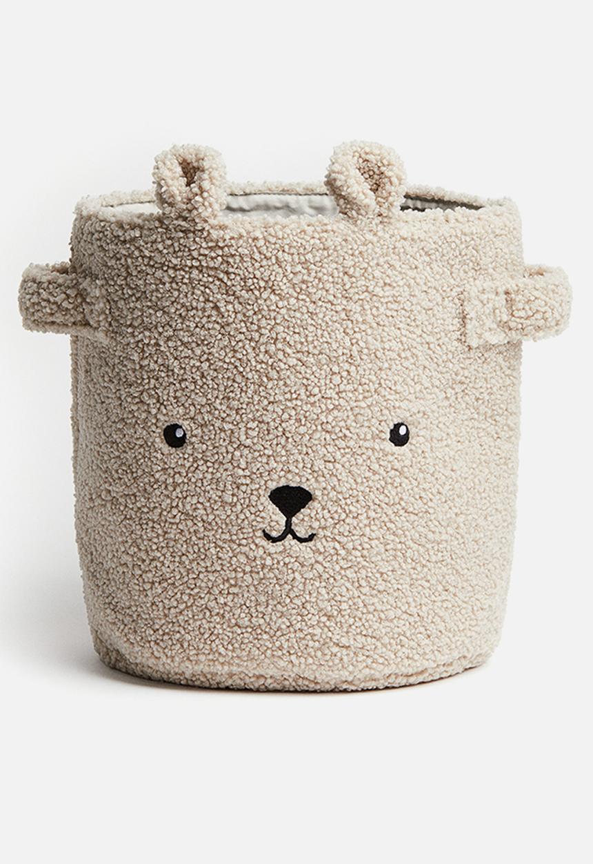 H&M - Small teddy storage basket - light beige animal face
