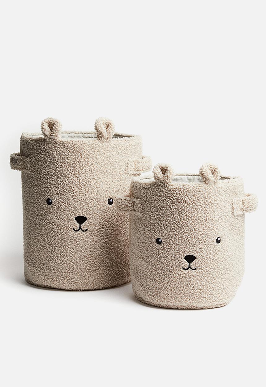 H&M - Small teddy storage basket - light beige animal face
