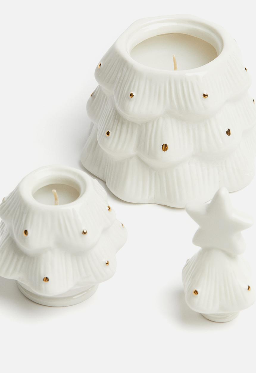 H&M - Candles in a christmas-tree-shaped holder - white