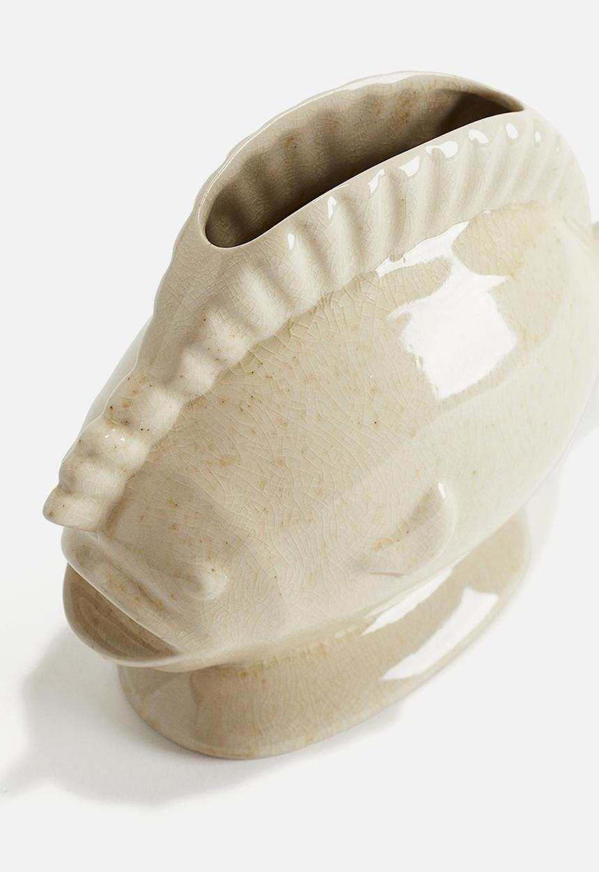 H&M - Fish-shaped stoneware vase - light beige