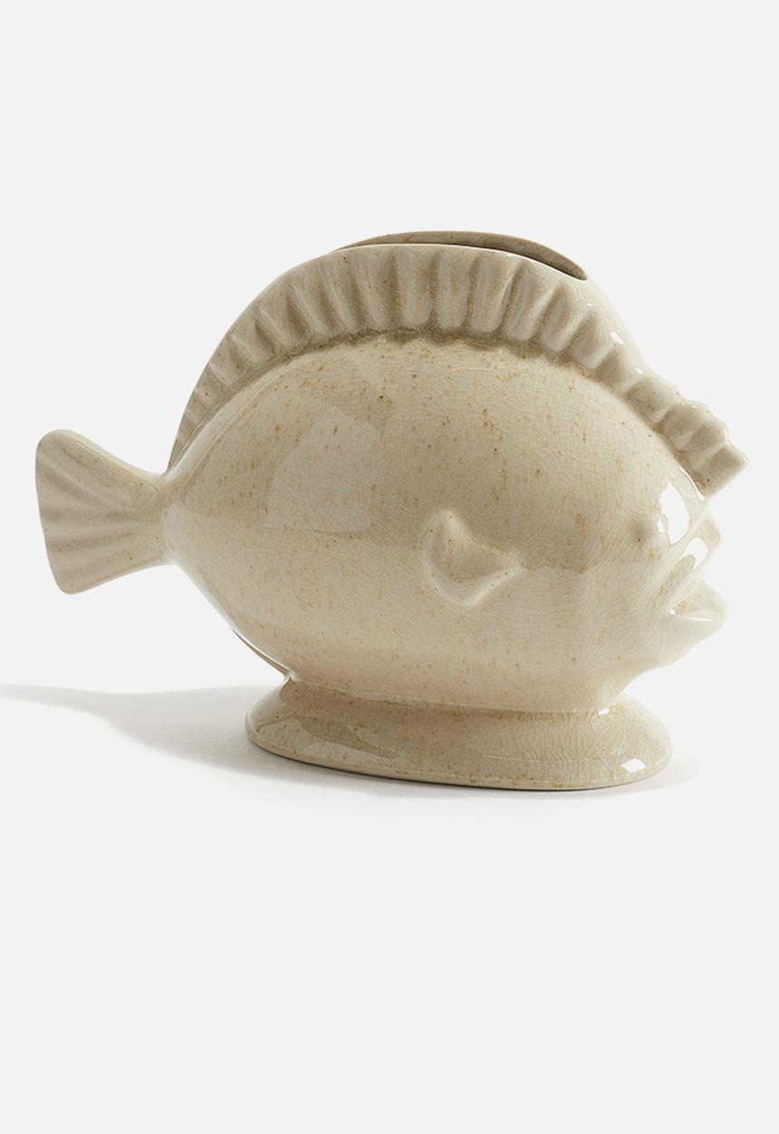 H&M - Fish-shaped stoneware vase - light beige