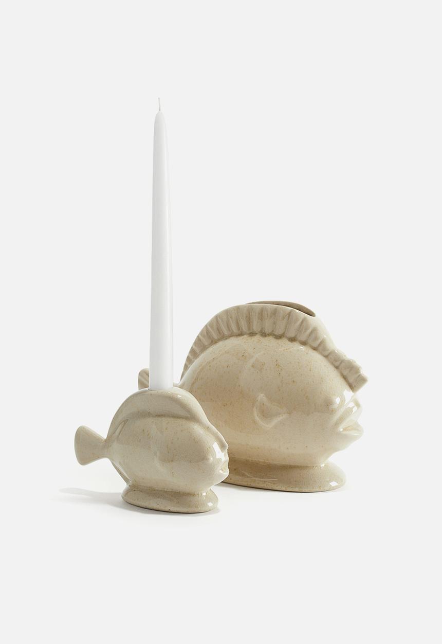 H&M - Fish-shaped stoneware vase - light beige