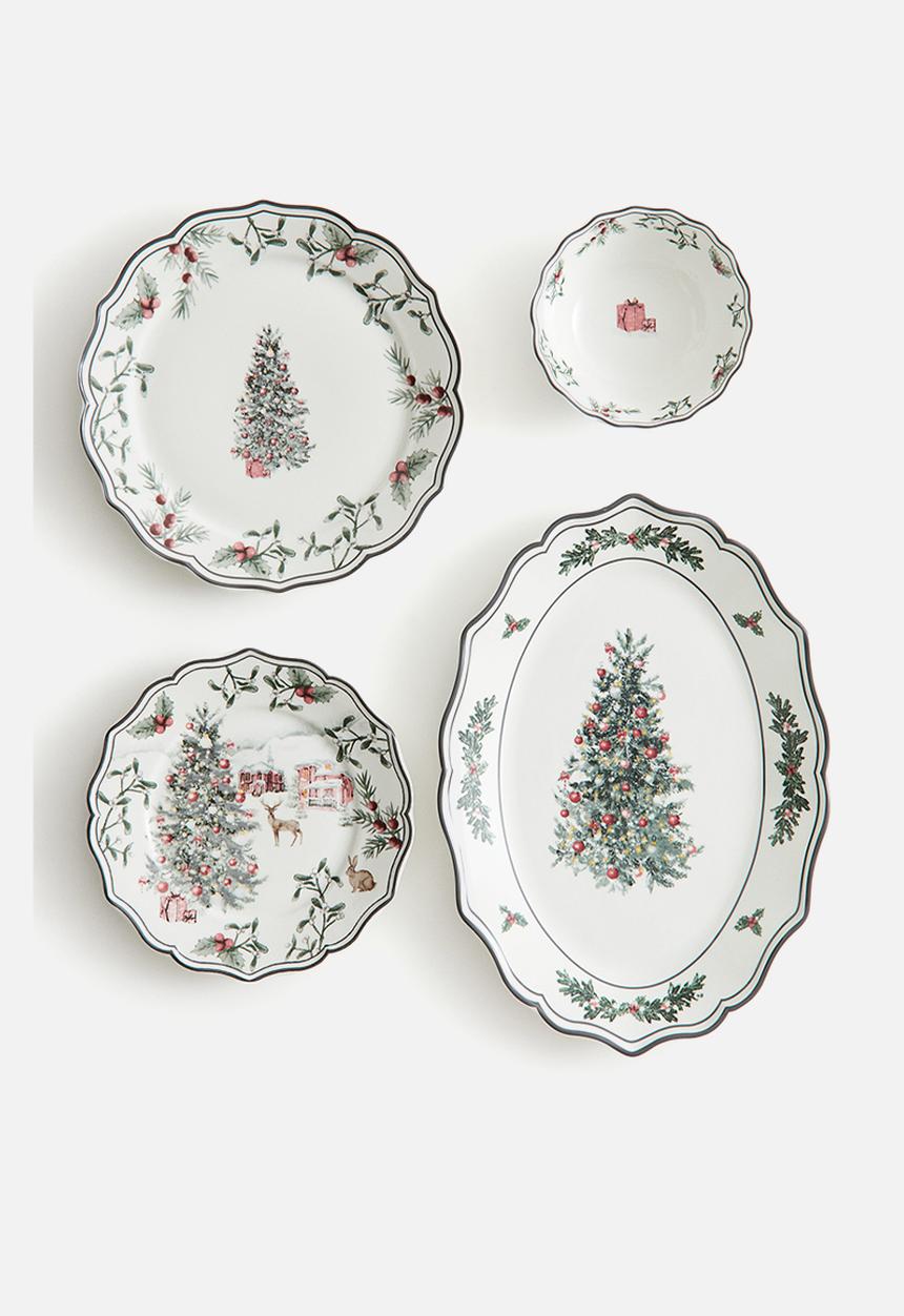 H&M - Small porcelain bowl - White Patterned