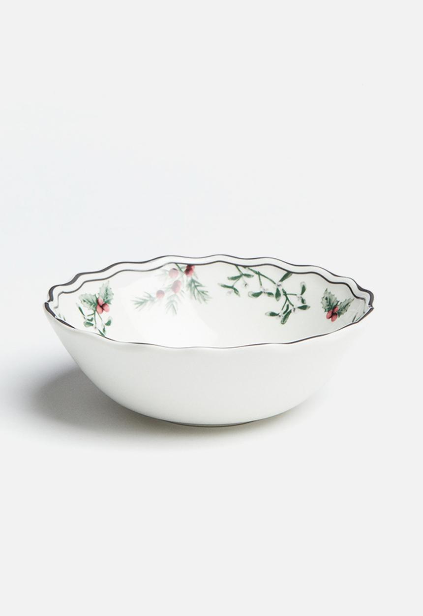 H&M - Small porcelain bowl - White Patterned