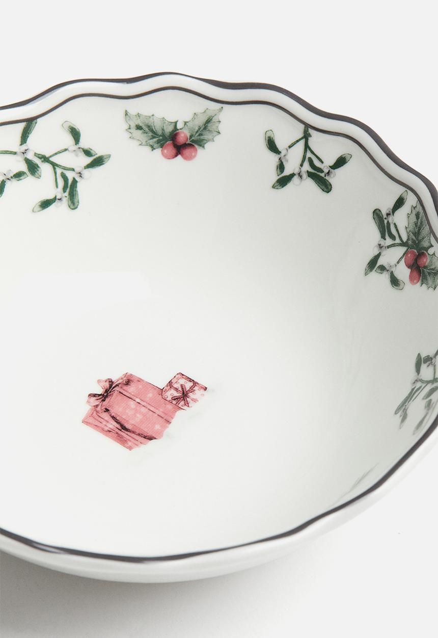 H&M - Small porcelain bowl - White Patterned