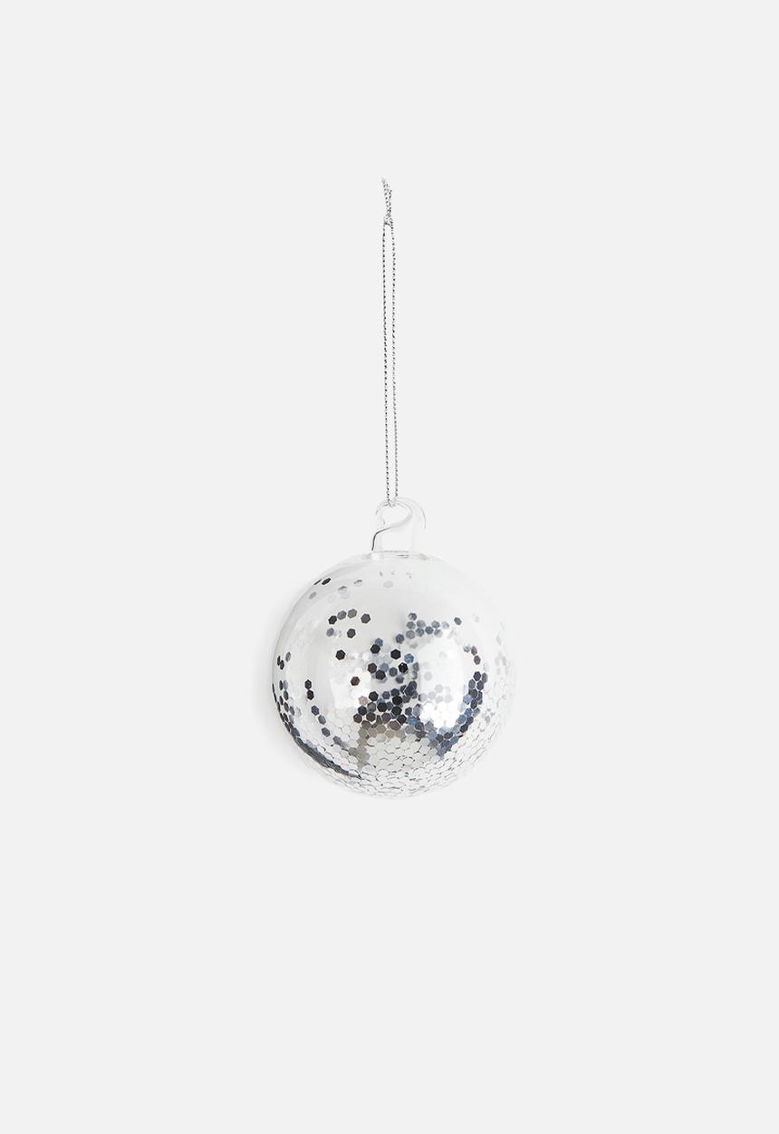 H&M - Glittery glass bauble - silver