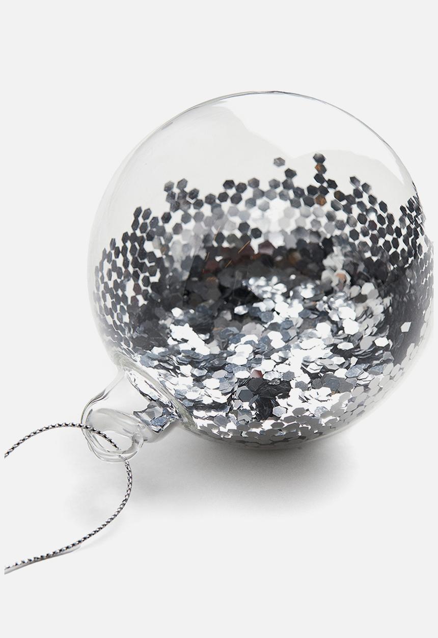 H&M - Glittery glass bauble - silver