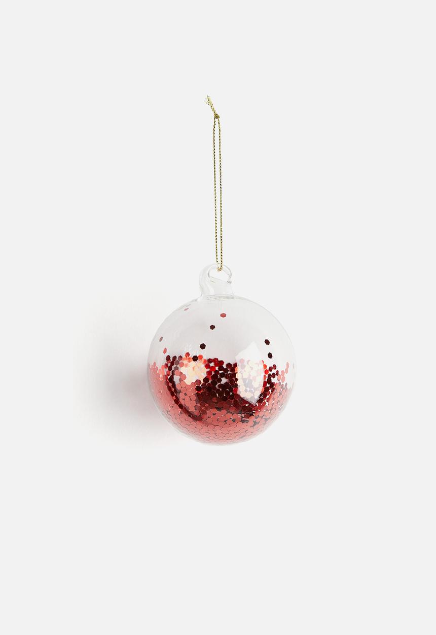H&M - Glittery glass bauble - red