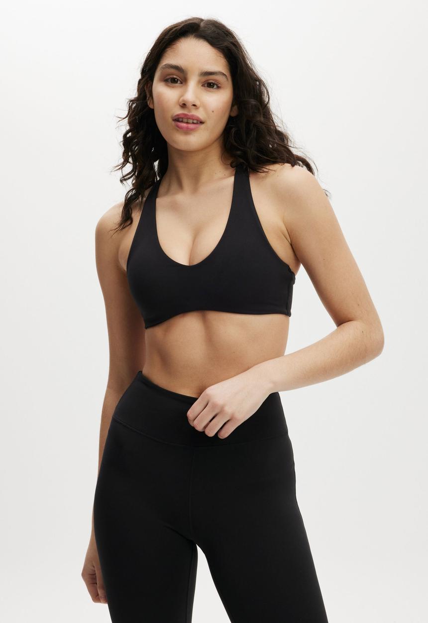 Cotton On - Ultra Soft Plunge Racer Crop-Black