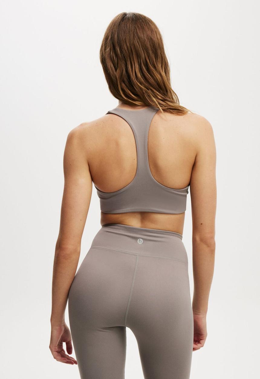 Cotton On - Ultra Soft Plunge Racer Crop-Desert Grey