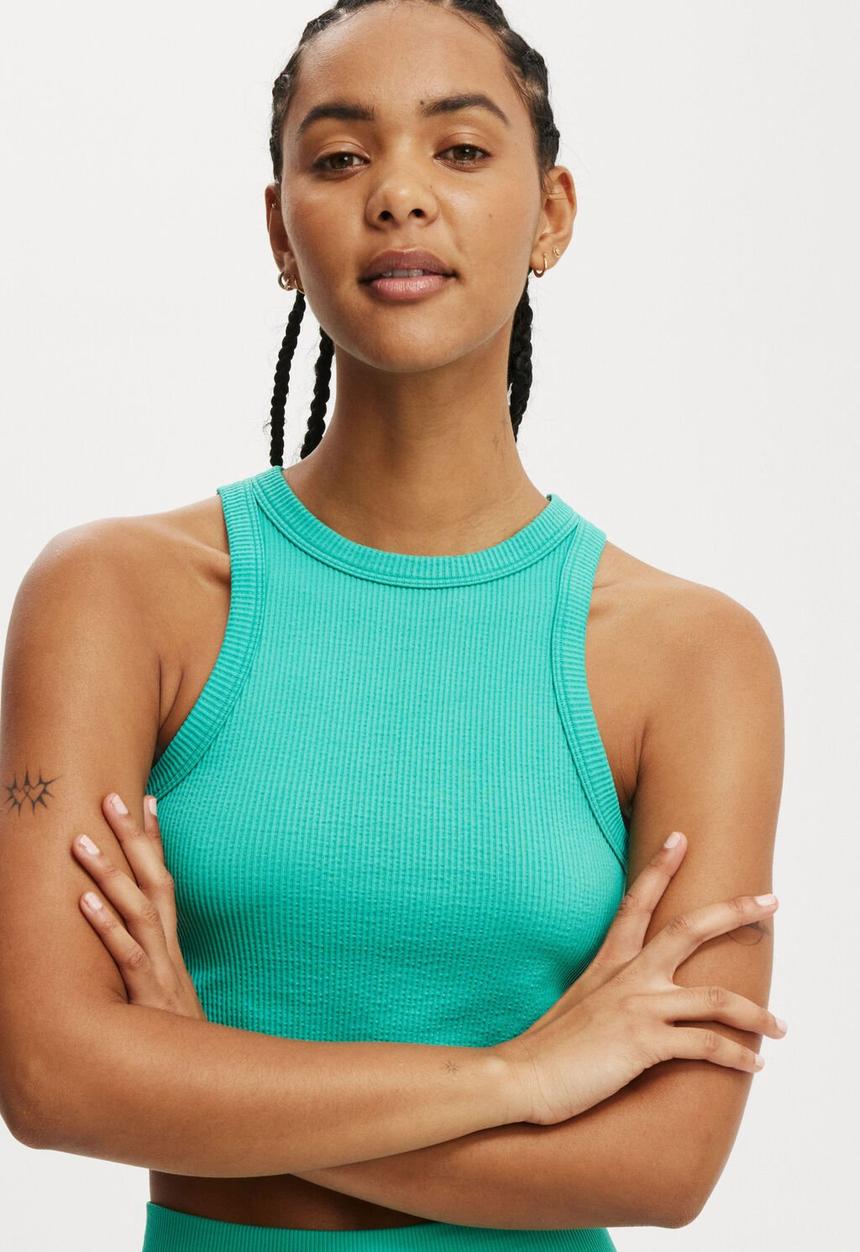 Cotton On - Seamless Ringer Tank-Arcadia