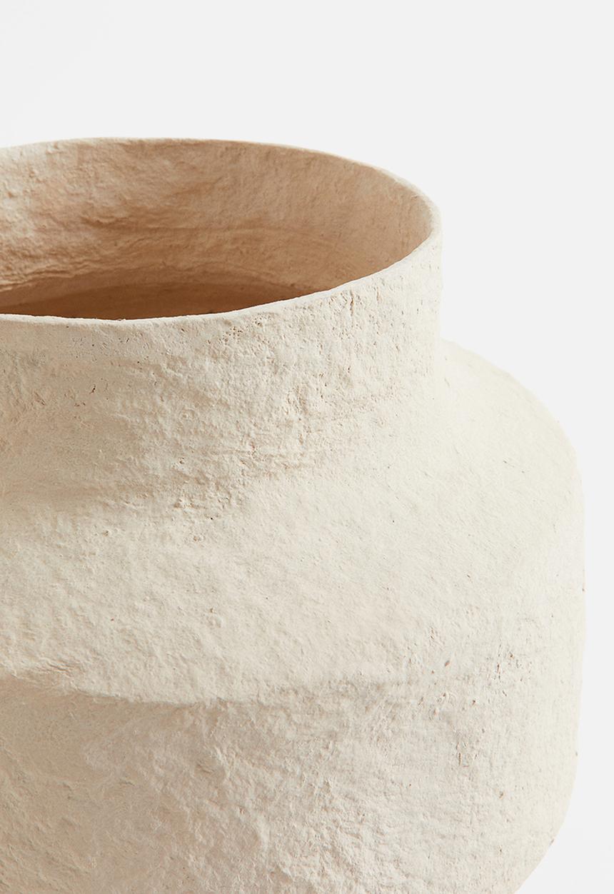 H&M - Wide papier-maché vase - light beige